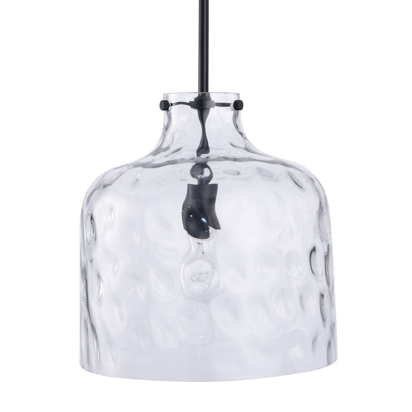 Kara Farmhouse 1-Light Textured Glass Nickel Island Pendant Light
