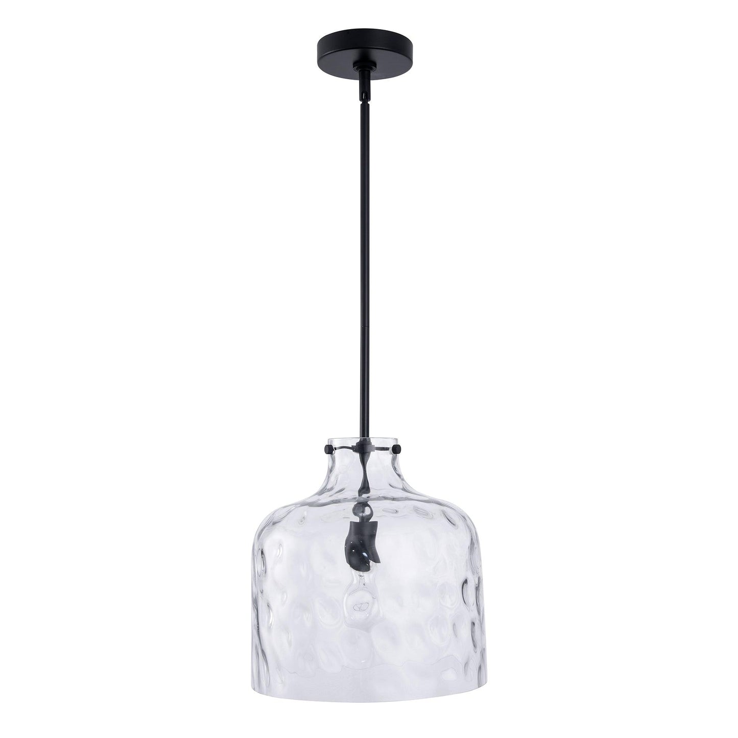 Kara Farmhouse 1-Light Textured Glass Nickel Island Pendant Light