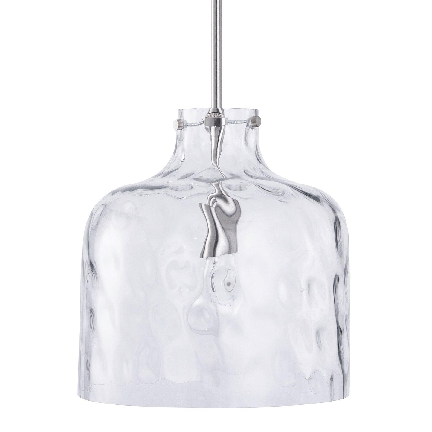 Kara Farmhouse 1-Light Textured Glass Nickel Island Pendant Light