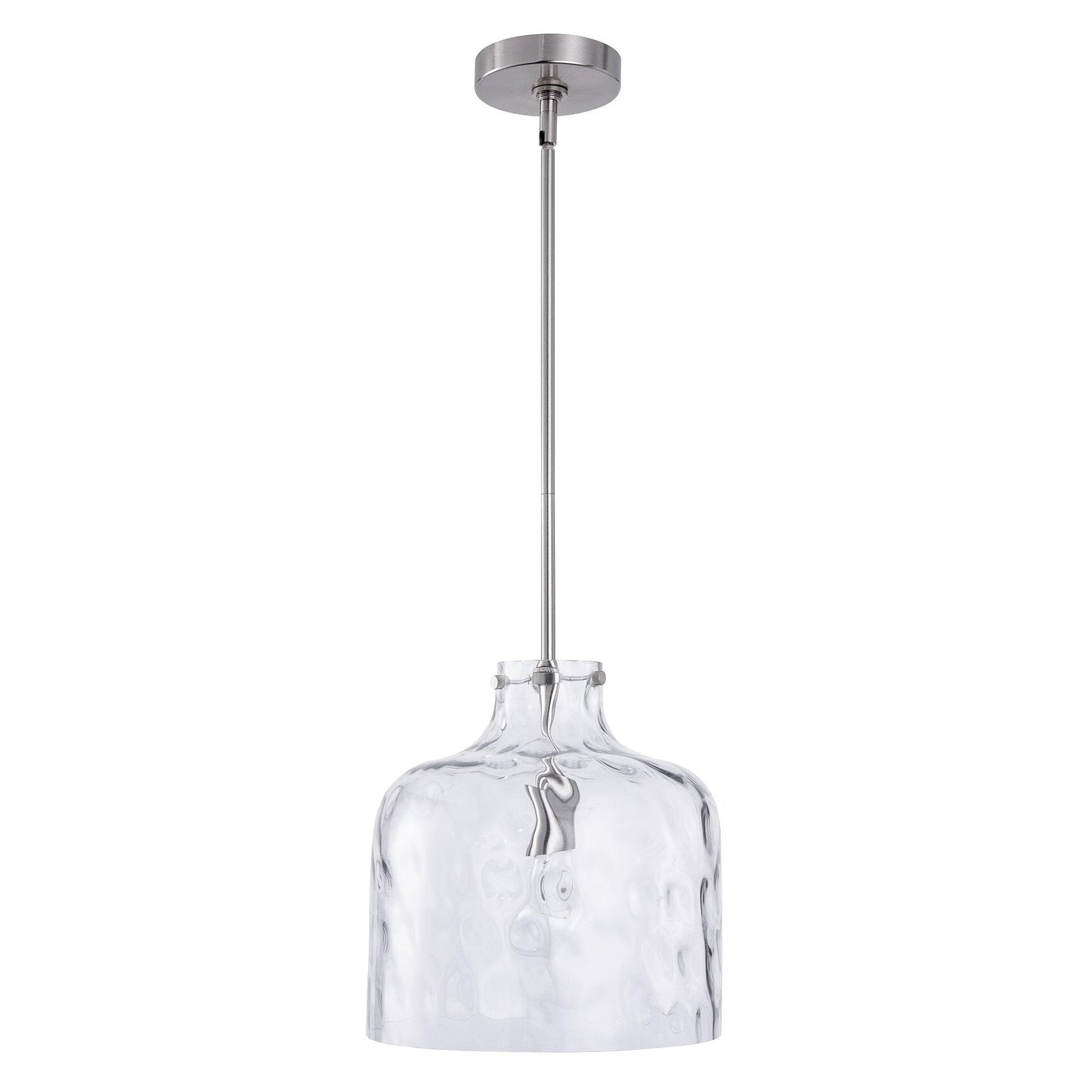 Kara Farmhouse 1-Light Textured Glass Nickel Island Pendant Light