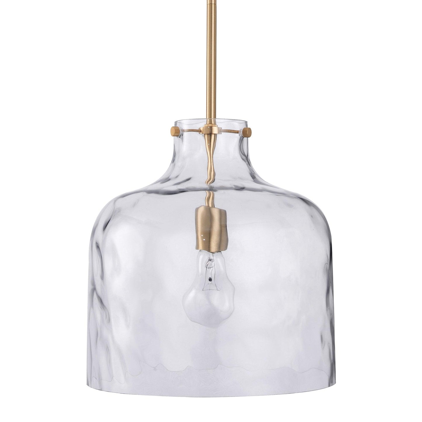 Kara Farmhouse 1-Light Textured Glass Nickel Island Pendant Light