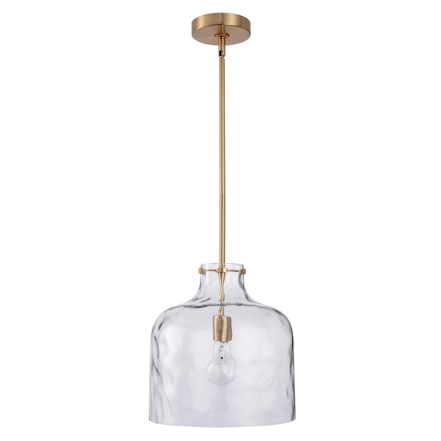 Kara Farmhouse 1-Light Textured Glass Nickel Island Pendant Light