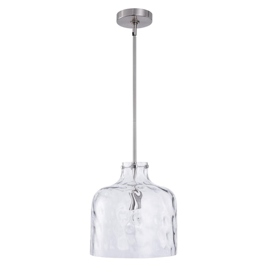 Kara Farmhouse 1-Light Textured Glass Nickel Island Pendant Light